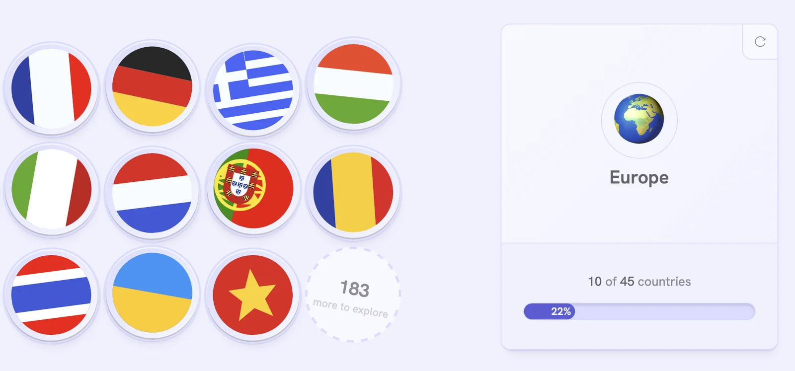 Collect countries and continents