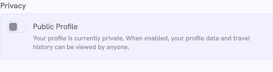 The Privacy setting with the Public Profile switch turned off